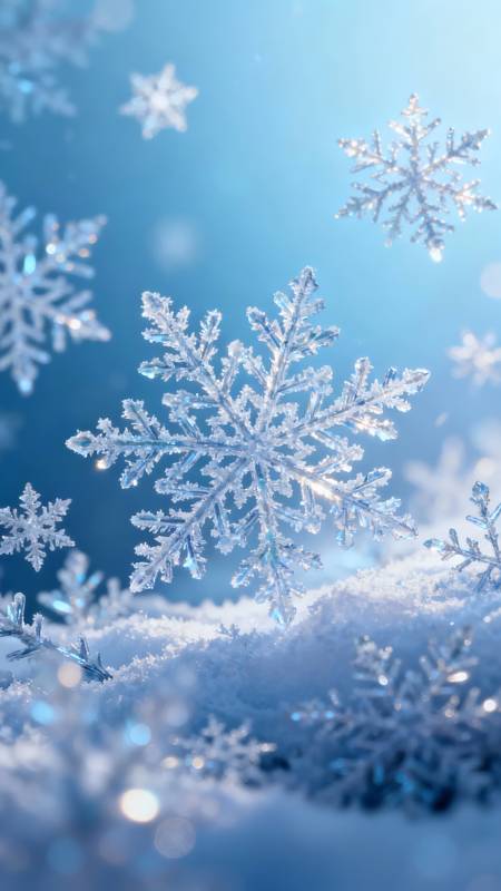 雪花飞舞 冬日梦幻蓝图片