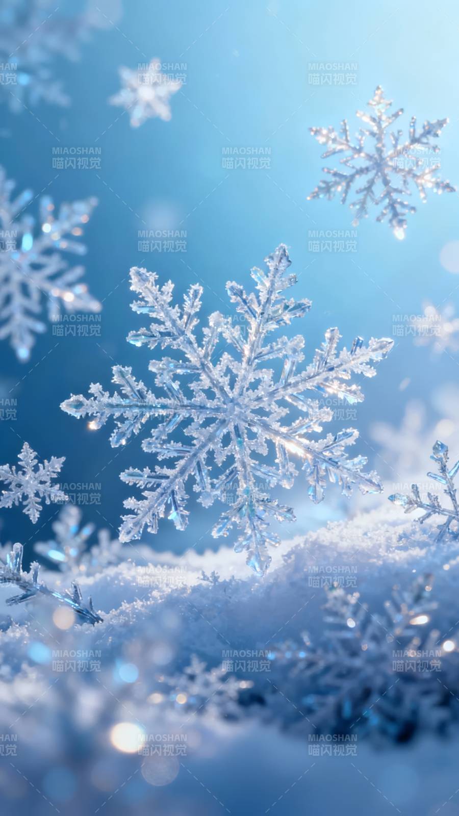 雪花飞舞 冬日梦幻蓝图片