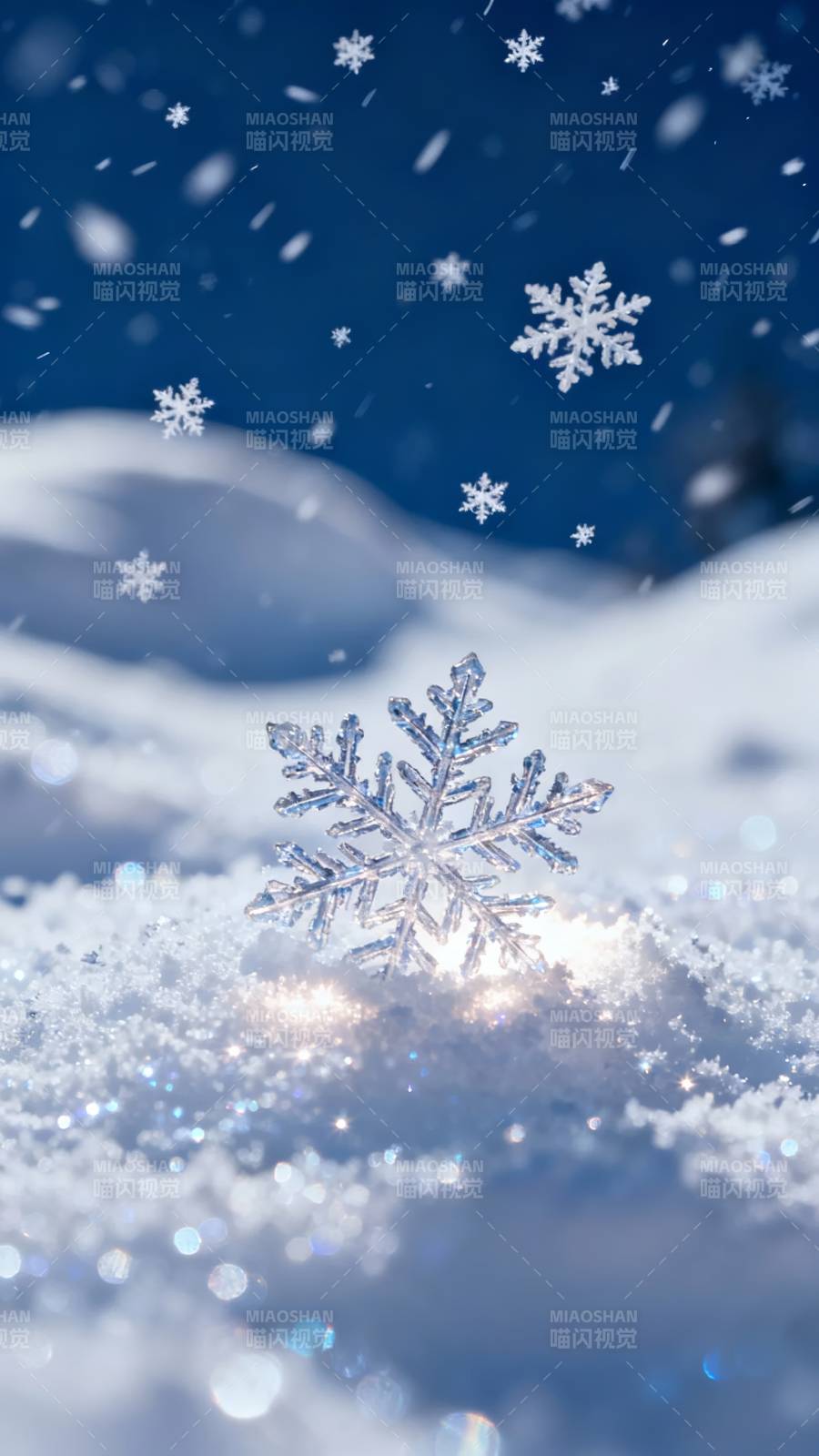 雪落无声 晶花耀冬夜图片