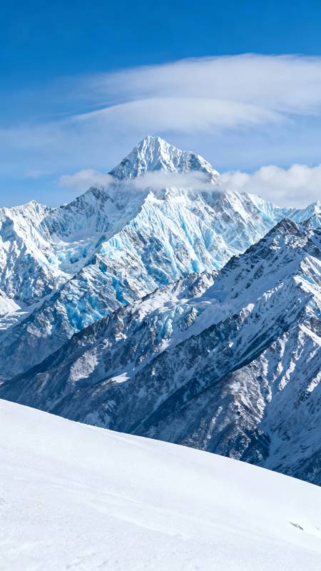 雪山之巅 云绕峰顶图片