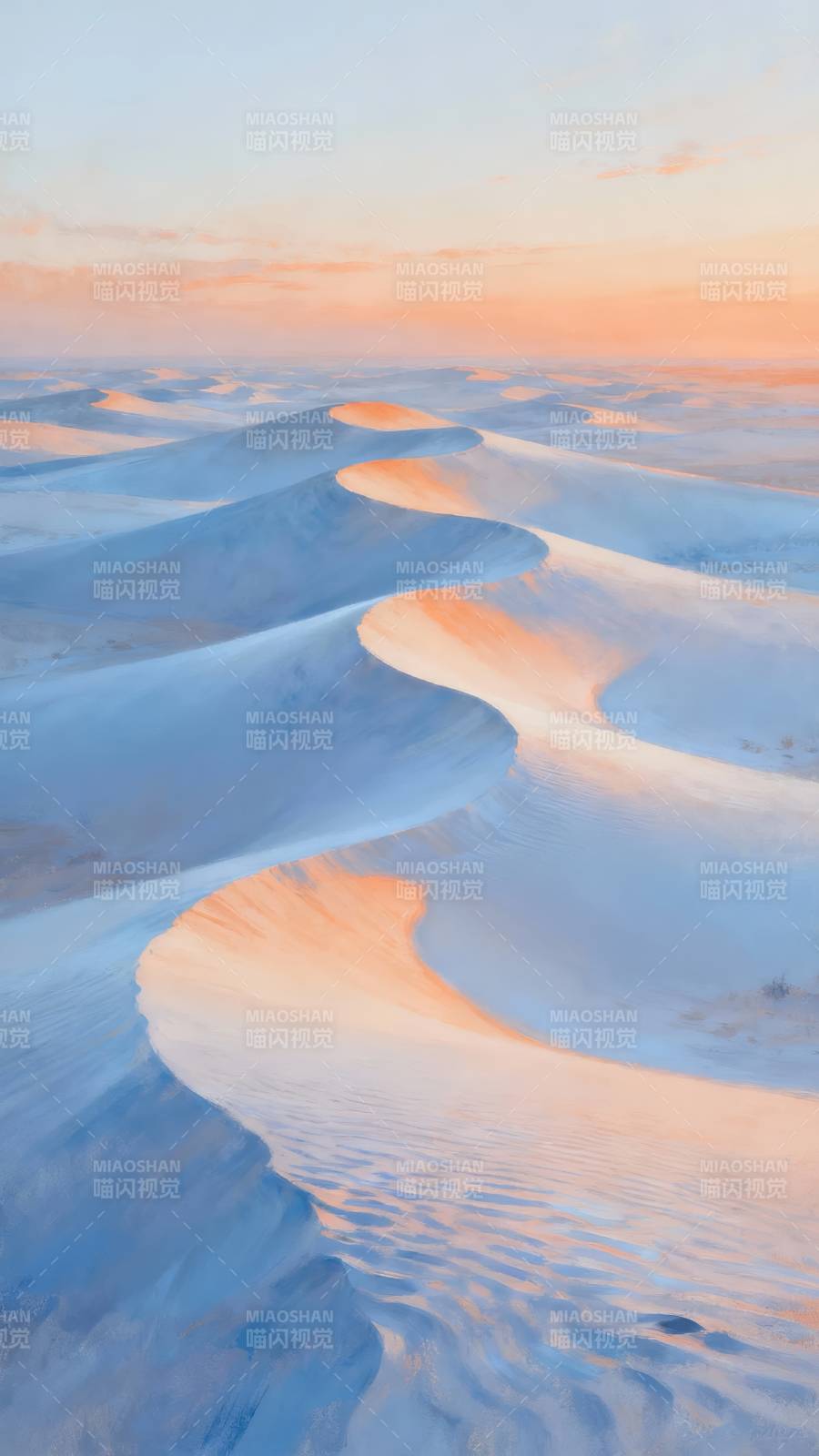 雪漠夕照 柔光如绸图片