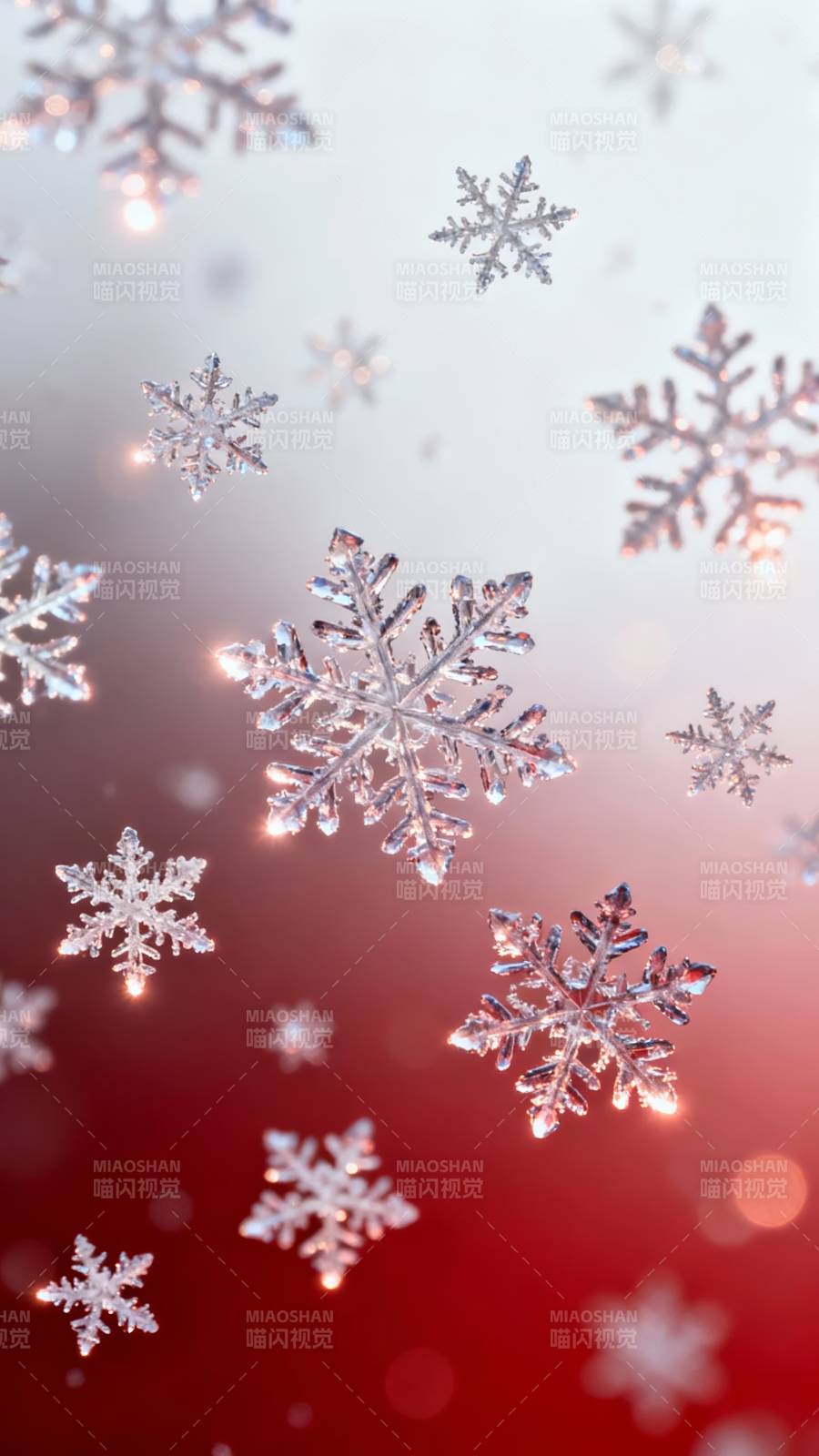雪花纷飞 红白梦幻冬景图片