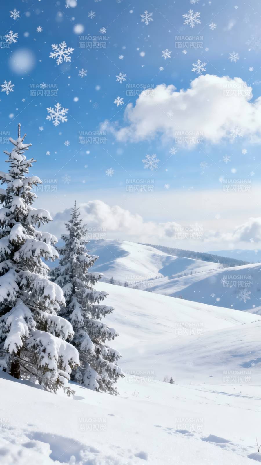 雪落松山 冬日仙境图片