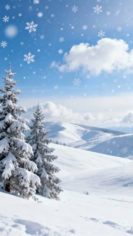 雪落松山 冬日仙境图片
