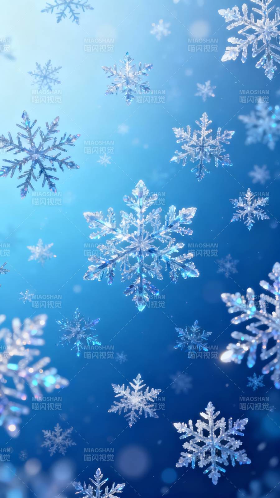 雪花飞舞 冬日梦幻蓝图片