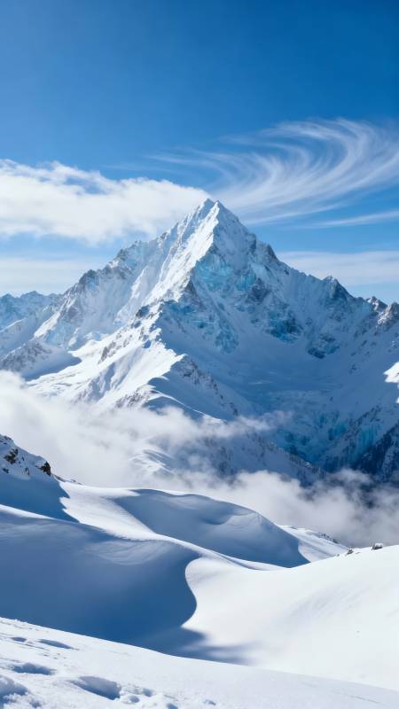 雪峰巍峨 云绕天穹图片