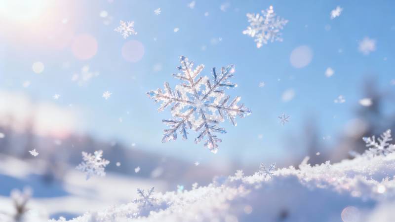 雪花飞舞 冬日暖阳映雪景图片