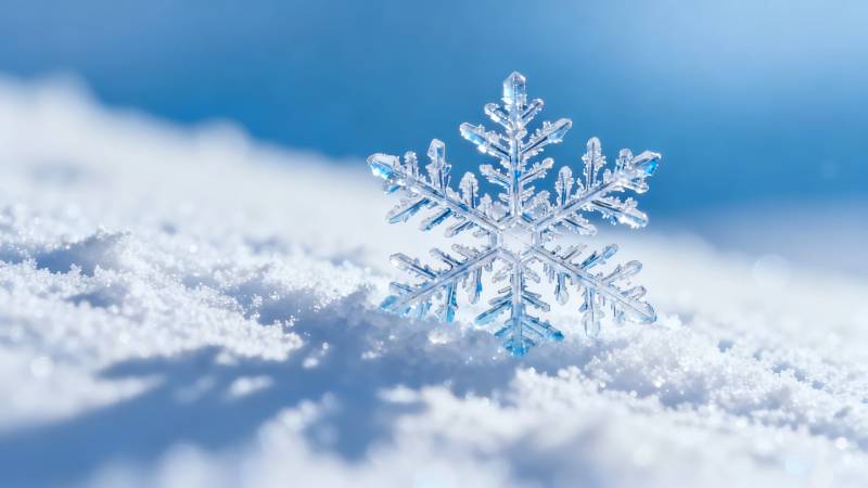 雪花静卧雪原 晶莹剔透图片