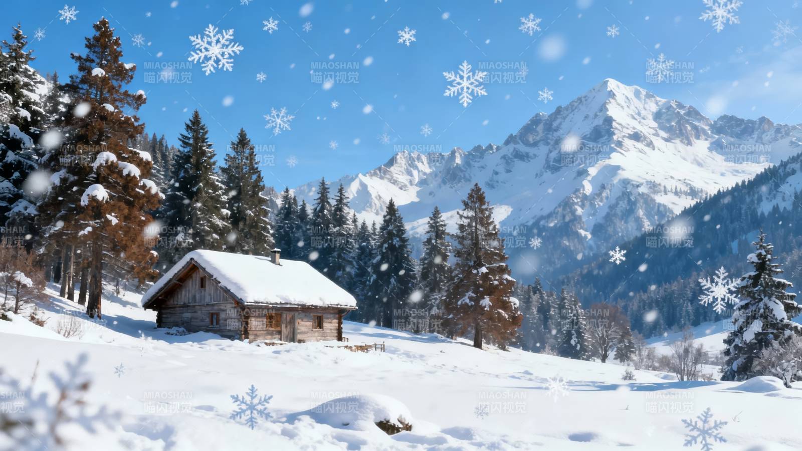 雪落山居 静美如画图片