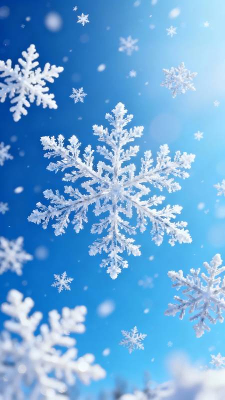 雪花飞舞 冬日梦幻蓝图片