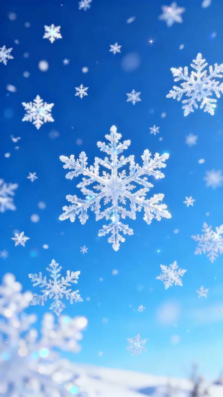 雪花飞舞 冬日梦幻蓝图片