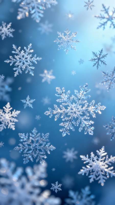 雪花纷飞 冬日梦幻蓝图片