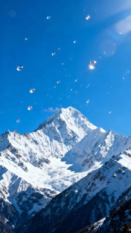 雪山映蓝天 气泡舞空灵图片