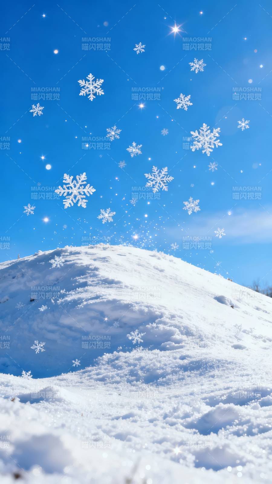 雪落蓝天 冬日童话图片