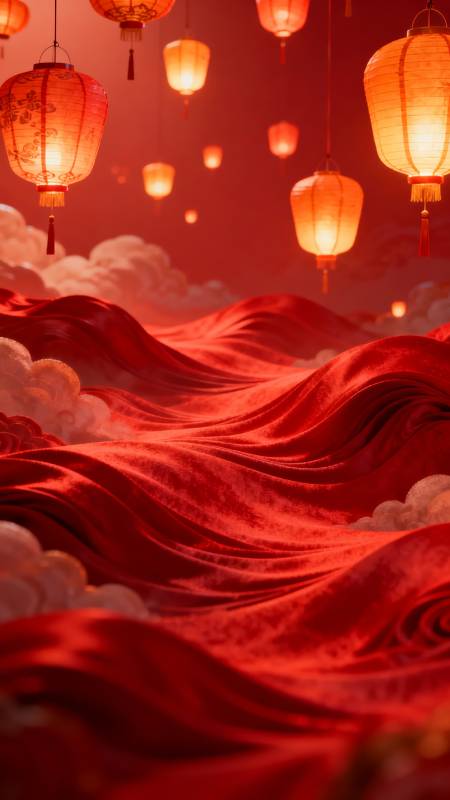 红灯笼映云海 喜庆祥和夜图片