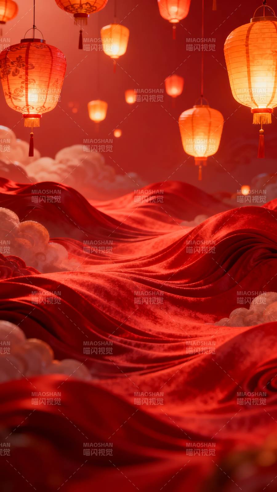 红灯笼映云海 喜庆祥和夜图片