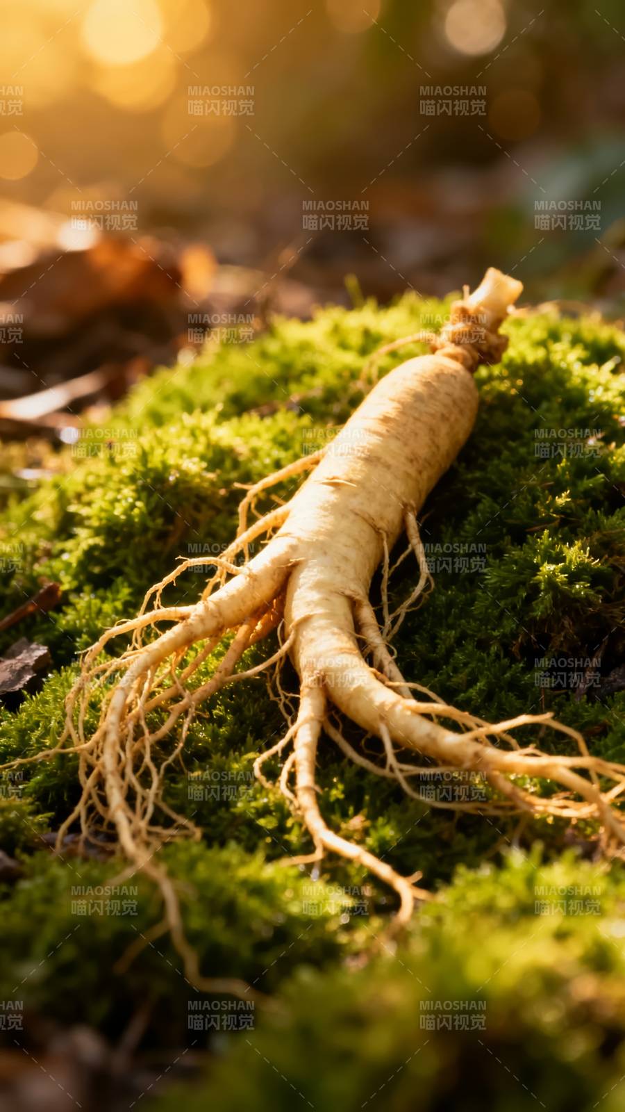 苔上人参 暖光入画图片