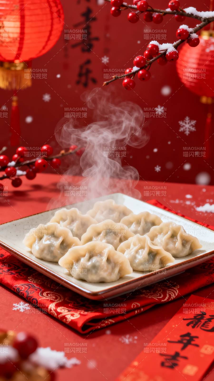 热气腾腾的饺子迎新年图片