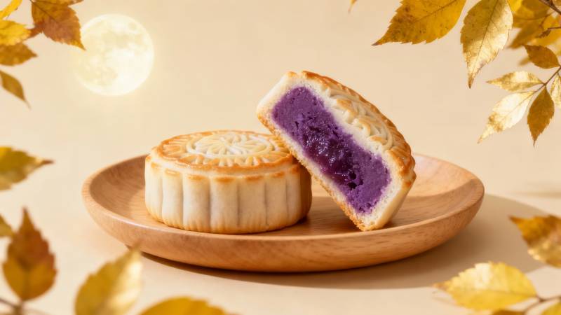 紫薯月饼 秋月相伴图片