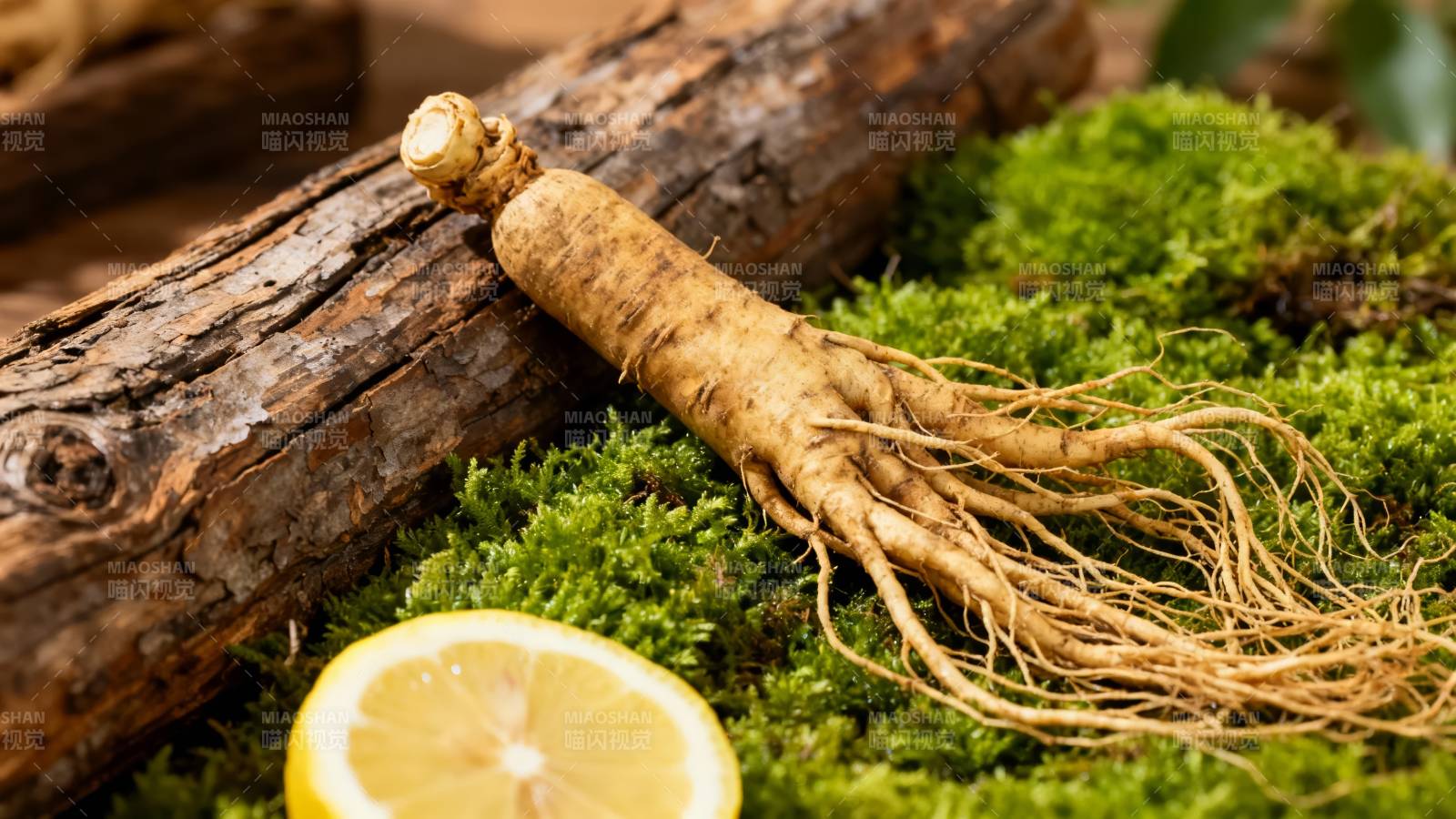 人参柠檬苔藓自然风图片