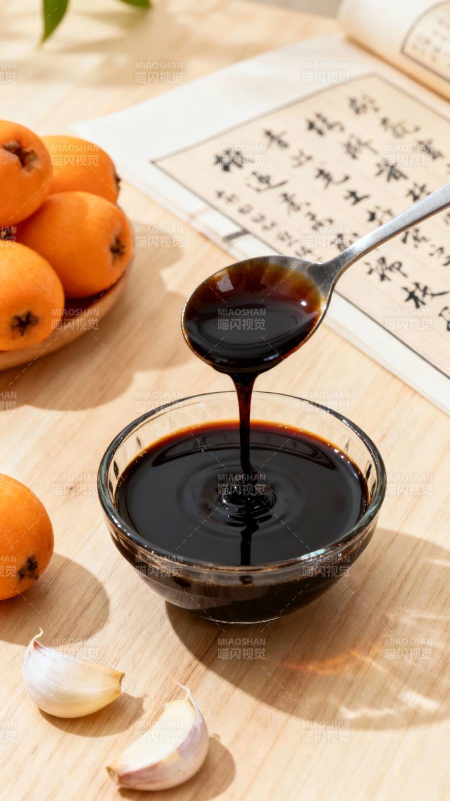 浓稠酱汁滴落 果蒜相伴香图片