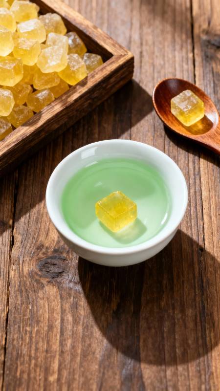 黄冰糖配绿茶 木桌静雅风图片