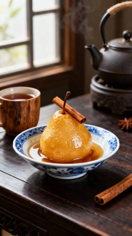 暖冬炖梨 桂香伴茶韵图片