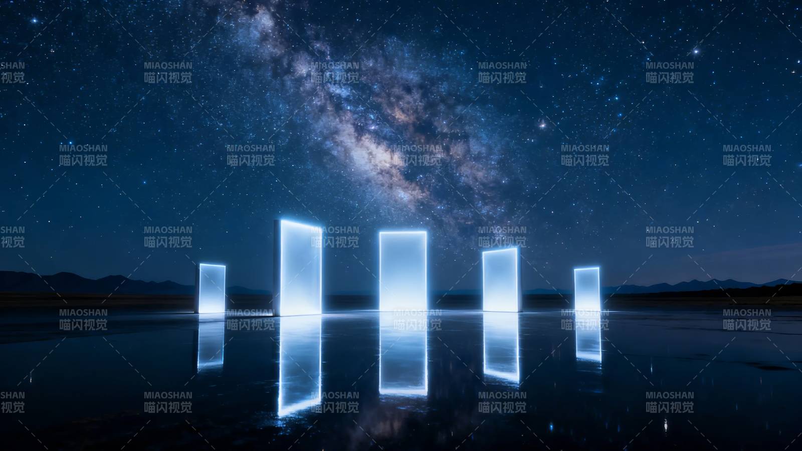 星空下的光之门图片