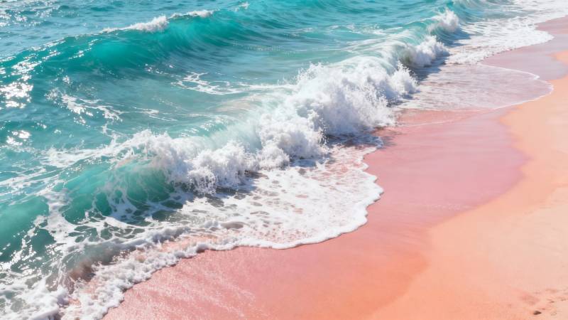 粉沙碧海 浪花轻吻岸图片