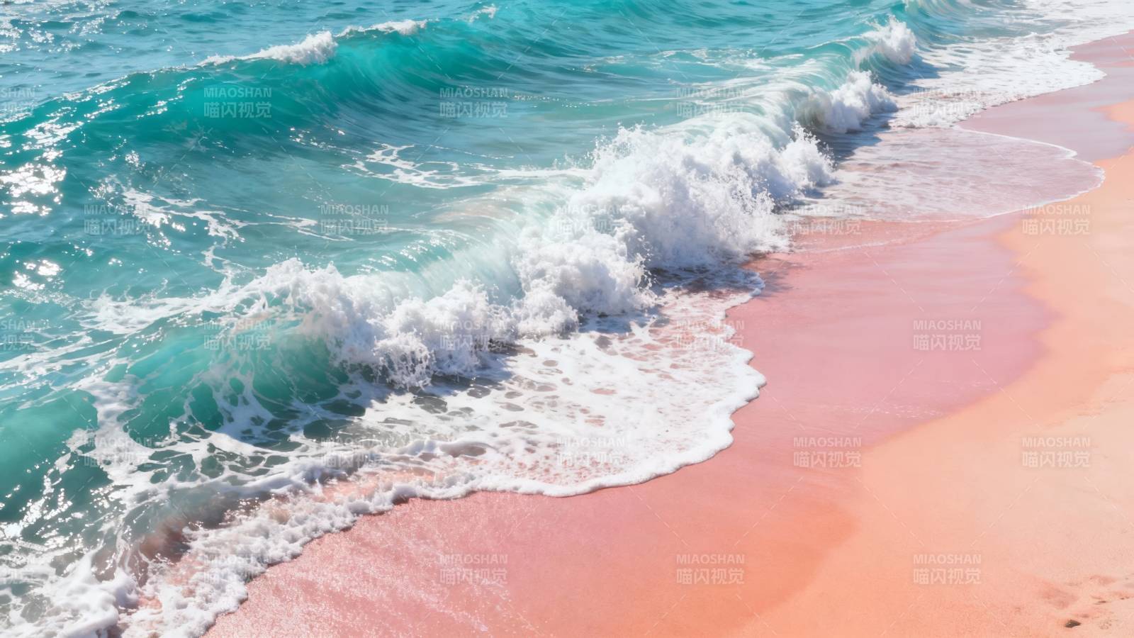 粉沙碧海 浪花轻吻岸图片