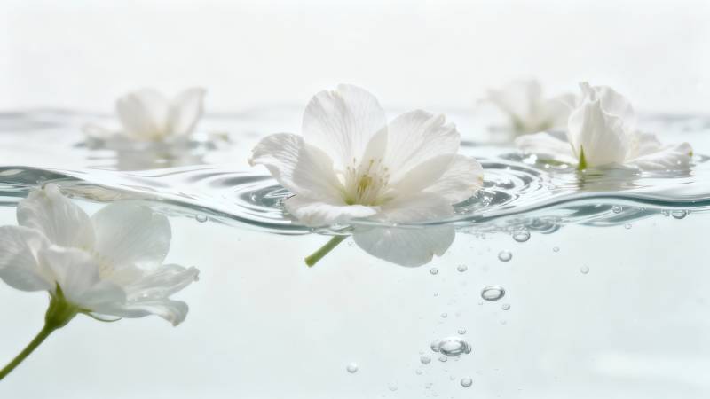 白花浮水 涟漪轻漾图片