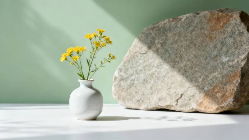 石旁黄花 静美如画图片