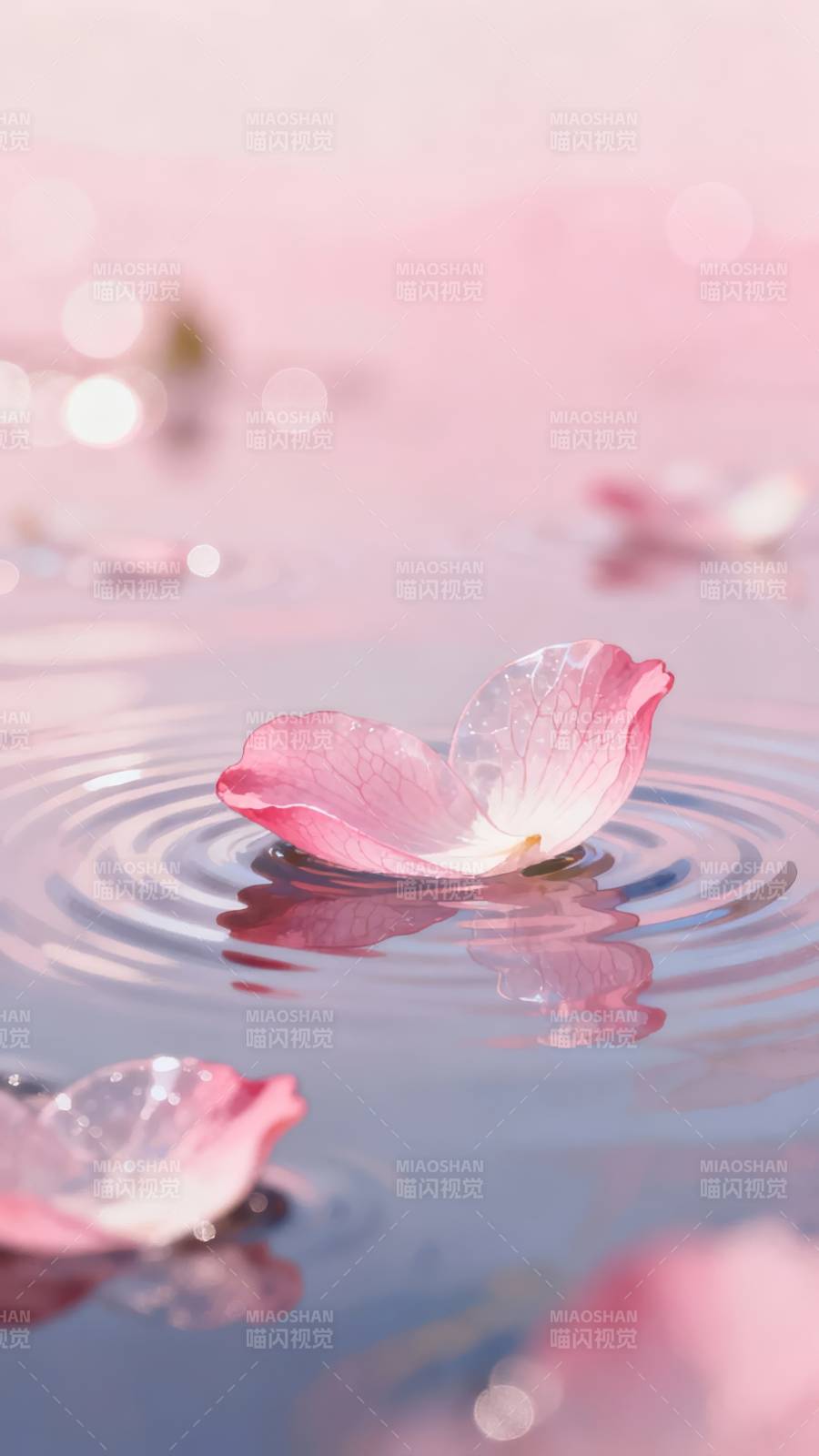 落花轻漾 粉梦入水图片