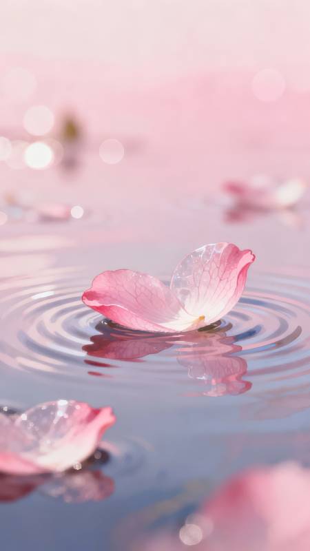落花轻漾 粉梦入水图片