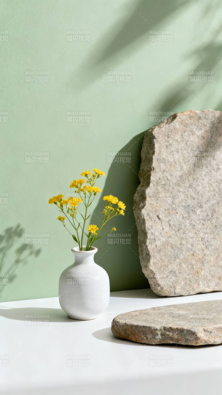 黄花白瓶 石影静美图片