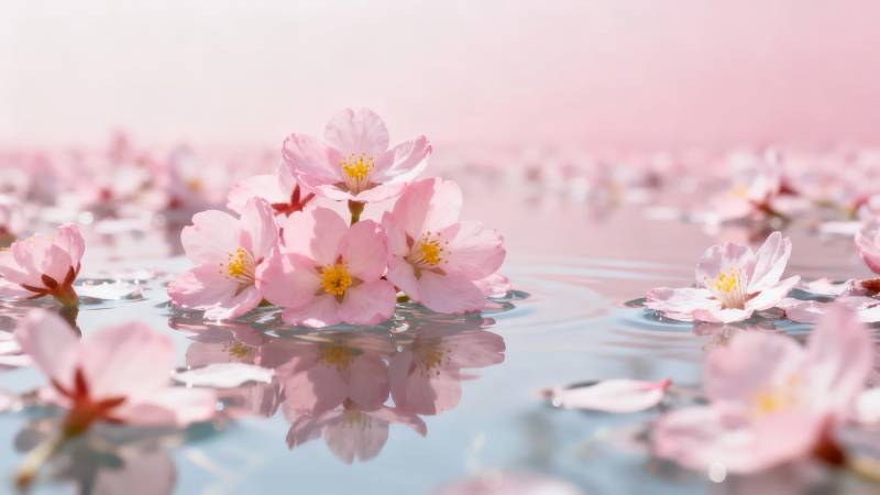 樱花浮水 春意温柔图片