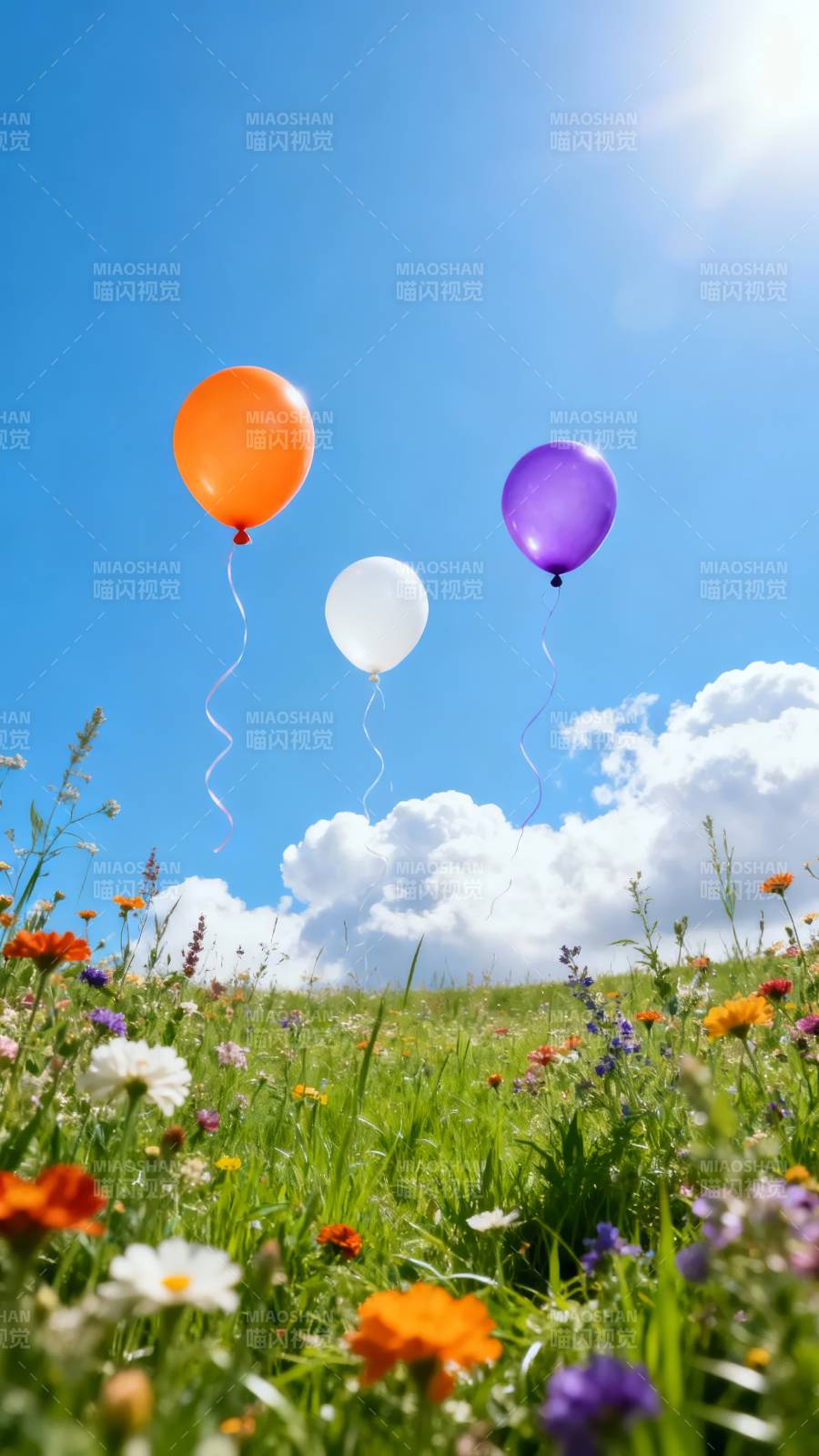 花海气球迎蓝天图片