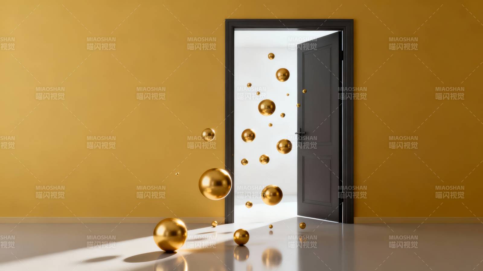 金球涌入门内 光影奇幻图片