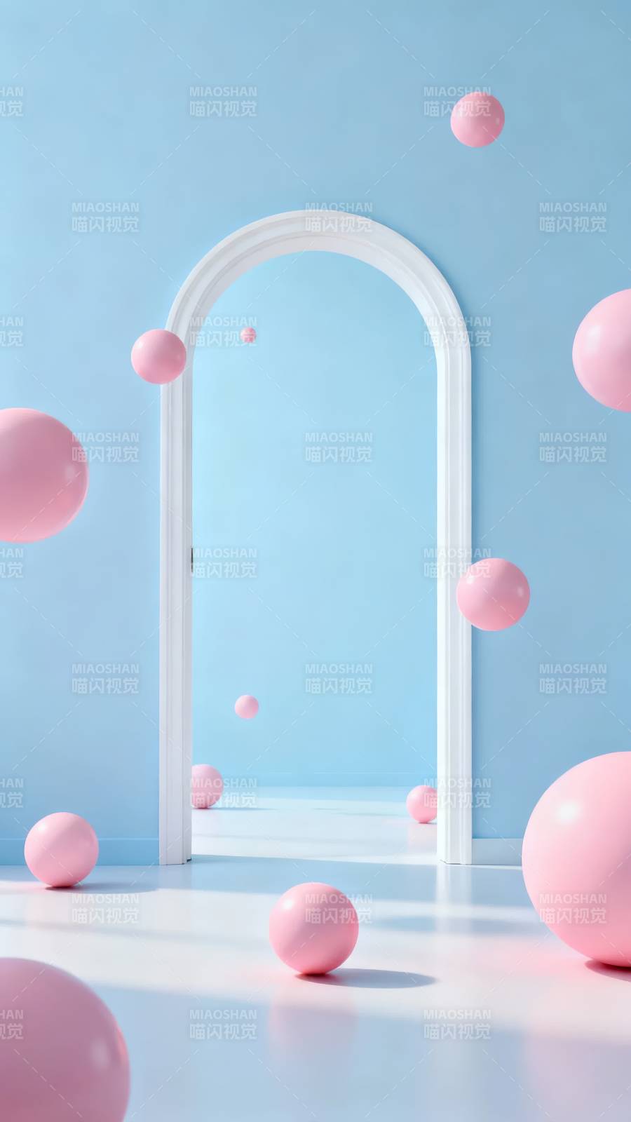 粉球拱门 梦幻蓝境图片