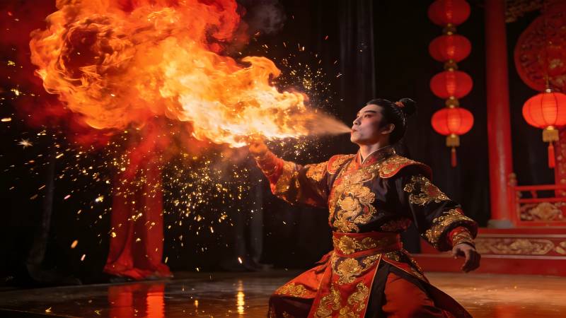 火龙吐焰 古装表演震撼登场图片