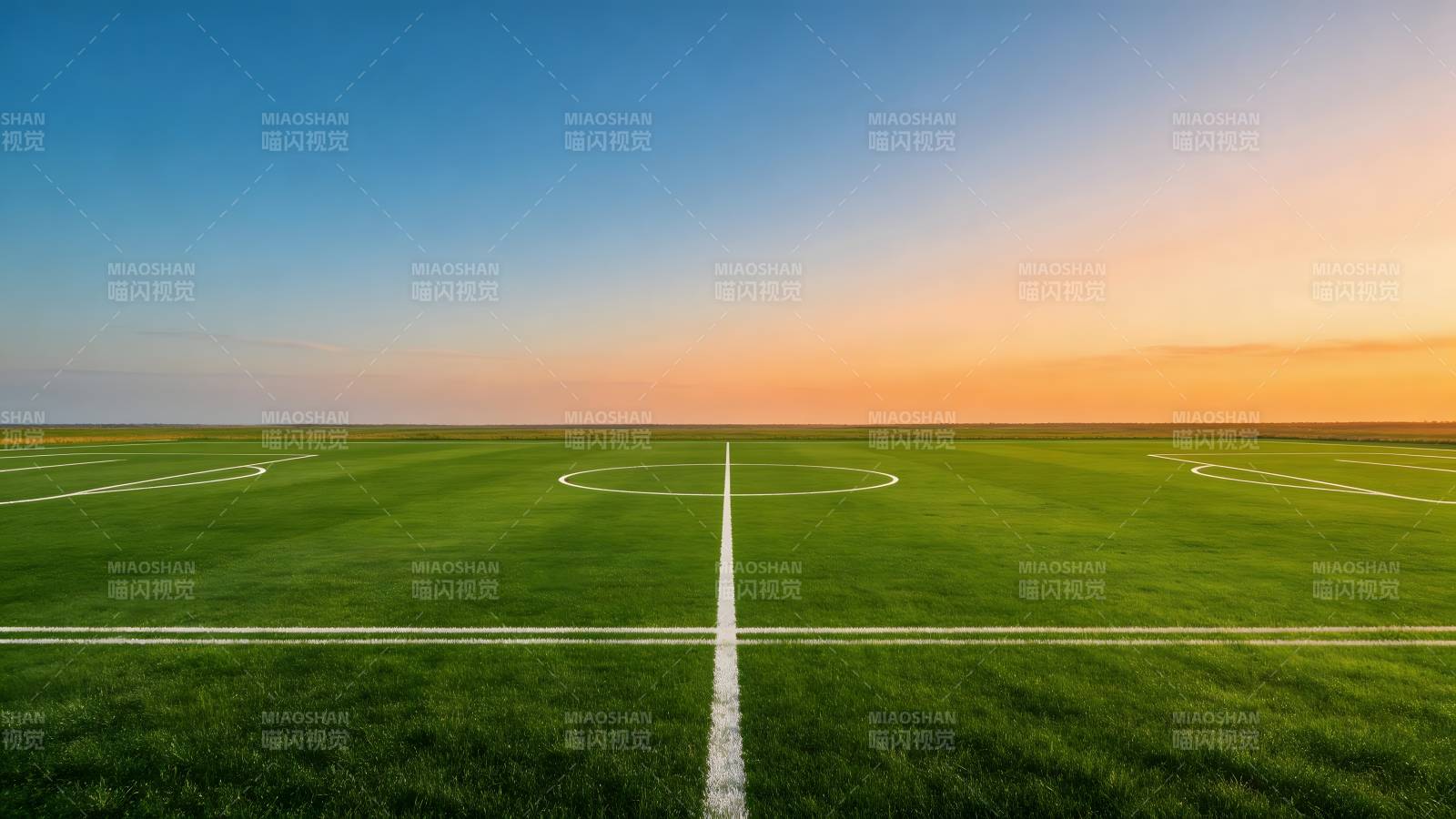 绿茵场迎夕阳 静谧如画图片