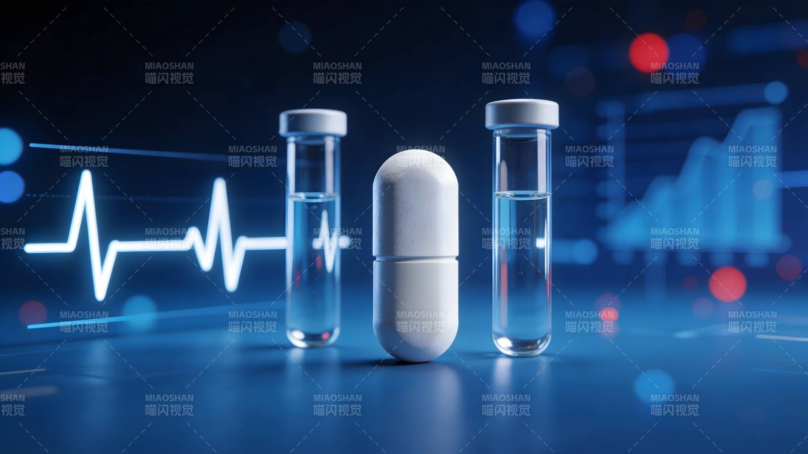 医药科技 药丸与数据融合图片