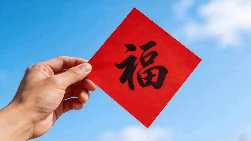 手握红福迎新春图片