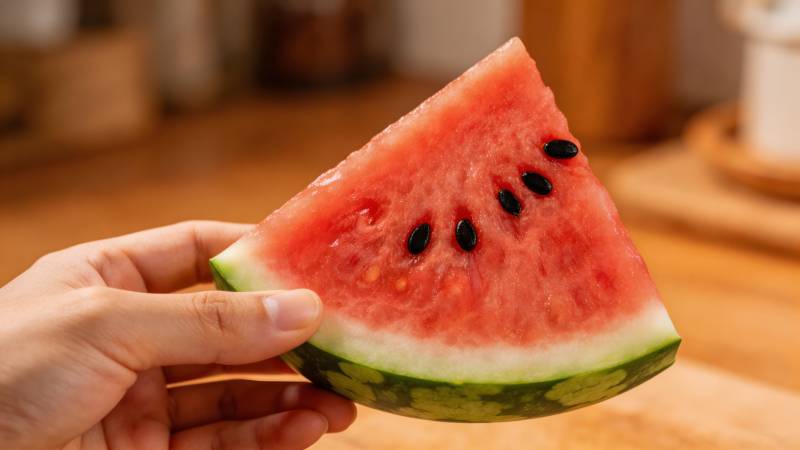 手握西瓜片 清凉一夏甜图片