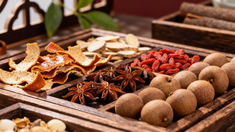 中药食材分格陈列图图片