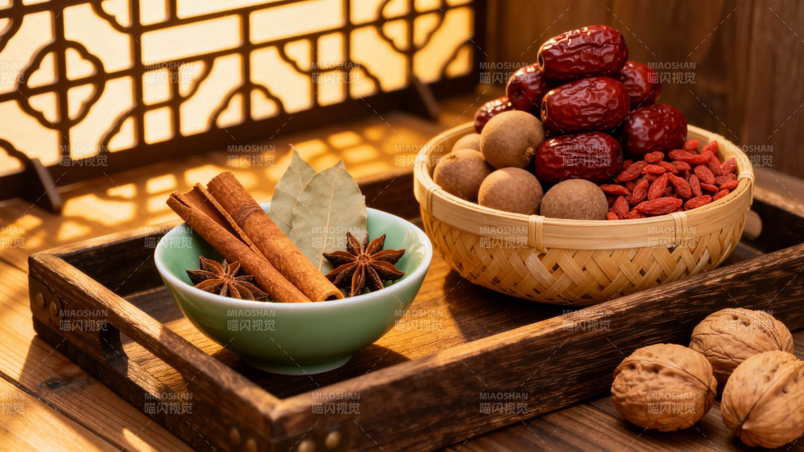 中式养生食材摆盘图片