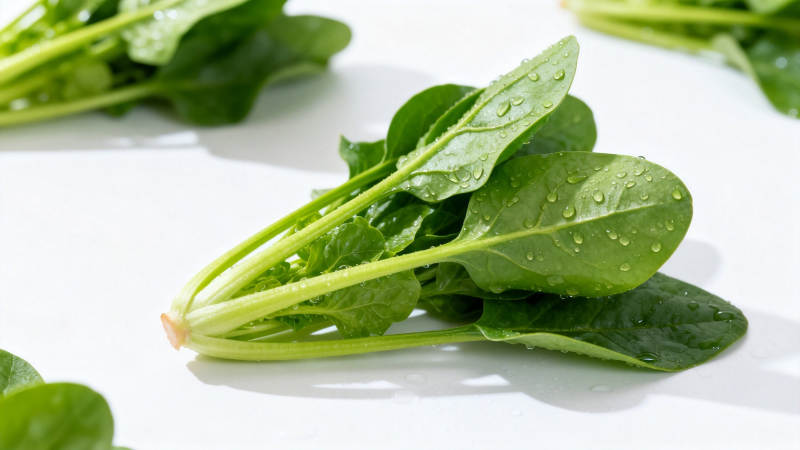 新鲜菠菜带水珠 翠绿诱人图片