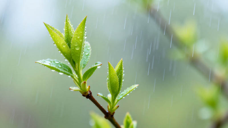 雨润新芽 生机盎然图片