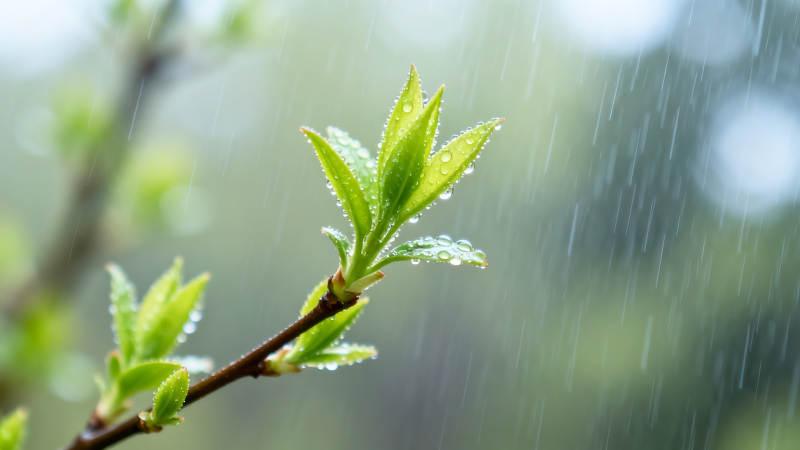 春雨润新芽 生机盎然时图片