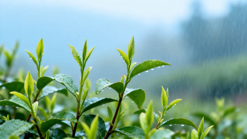 雨中嫩茶 清新欲滴图片